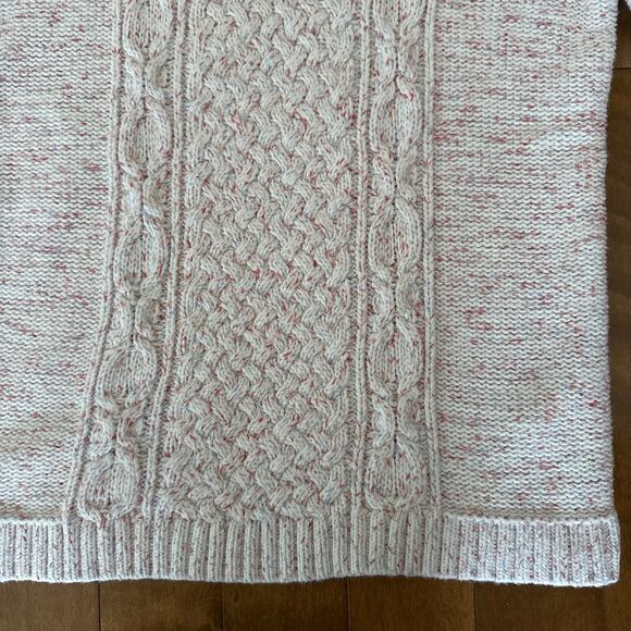 Talbots Cable Knit sweater cream with flecks in shades of pink size medium - Picture 6 of 11